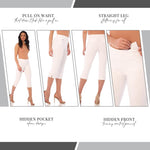 Load image into Gallery viewer, Rekucci Women’s Pull-On Straight Leg Capri Pants – Tummy Control &amp; Hidden Pocket – Stretch Comfort Fit (4, White)
