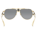 Load image into Gallery viewer, Versace VE 2225 100287 Gold Metal Aviator Sunglasses Grey Lens

