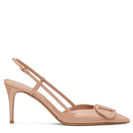 Load image into Gallery viewer, CarolieRossi Women Heeled Slingback Sandals Closed Pointed Toe Stiletto High Heels Slip-On Backless Evening Prom Party Dress Shoes Nude Size 9
