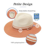 Load image into Gallery viewer, Wallaroo Hat Company Women’s Petite Kristy Fedora – UPF 50+ Sun Protection, Wide Brim, Packable Design, Adjustable Sizing for Smaller Crown Sizes – Sun-Safe Hat for Travel and Everyday (Ivory/Blue)
