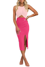 Load image into Gallery viewer, oten 2025 Summer Midi Dresses for Women Sleeveless Bodycon Front Cut Out Rib Vacation Holiday Dress for Party

