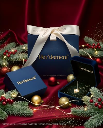 HerMoment Christmas Gifts for Wife - Anniversary Necklace for Her - 1 Carat Moissanite Pendant - Jewelry for Girlfriend Christmas - Heart Solitaire Dainty Necklace