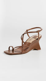 Load image into Gallery viewer, Dolce Vita Women's Aylee Wedge Sandals, Cognac Leather, 7.5 Medium US
