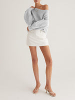 Load image into Gallery viewer, Saodimallsu Womens Off The Shoulder Sweater Long Sleeve Boat Neck Pullover 2025 Casual Trendy Loose Knit Tops Light Grey
