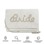 Load image into Gallery viewer, Pretty Robes BRIDE Clutch Purse for Wedding Day and Bachelorette Party, Bridal Purse, Gifts for Bride To Be (Silver)
