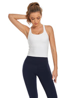 Load image into Gallery viewer, HeyNuts Longline Zeal Sports Bras for Women, Medium Impact Wirefree Yoga Bras Padded Workout Tank Tops Crisscross Back Crop Tops White XL
