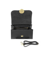 Load image into Gallery viewer, LeParmentier Bombo Croco Embossed Leather Satchel, Top-Handle Bag with Strap, 9.8 x 7.9 x 3.9 inches
