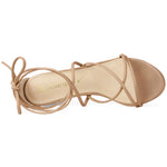 Load image into Gallery viewer, Allegra K Women's Strappy Lace Up Chunky Heeled Nude Heels Sandals 8.5 M US
