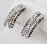 Load image into Gallery viewer, 2 Ct Round Cut Black Lab Created Women's Hoop Earrings 14k White Gold Plated
