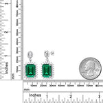 Load image into Gallery viewer, Gem Stone King 13.60 Cttw Green Nano Emerald Dangle Earrings For Women | 925 Sterling Silver | Gemstone May Birthstone | Emerald Cut 14X10MM | Fine Jewelry Gifts for Her Mom Women Wife
