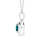 Load image into Gallery viewer, Angara Natural 0.8 Ct Enhanced Blue Diamond and 0.21 Ct Diamond Halo Pendant Necklace for Women in 14K White Gold (Grade-AA | Size-6mm) | Birthday, Anniversary, Wedding Jewelry Gift For Women
