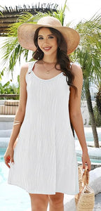 ETCYY Summer Dresses for Women 2025 Vacation Beach Cover Ups Swimsuit Sleeveless Sundresses Casual Loose Tank Sun Dresses,LIU White,X-Large