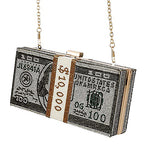 Load image into Gallery viewer, Classic Dollar Style Evening Bags With Diamond Shoulder Bag Wallet Clutch Gray
