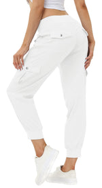 Load image into Gallery viewer, MoFiz Women&#39;s Cargo Pants Hiking Joggers Summer Lightweight Quick Dry Athletic Outdoor Sports Sweatpants Travel Casual Button Pockets Rice White S
