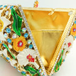 Load image into Gallery viewer, Boutique De FGG Flowers &amp; Butterfly Women Crystal Clutch Evening Bag Wedding Party Rhinestone Handbags (Small,Orange White)
