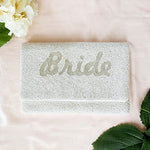 Load image into Gallery viewer, Pretty Robes BRIDE Clutch Purse for Wedding Day and Bachelorette Party, Bridal Purse, Gifts for Bride To Be (Silver)
