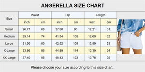 Angerella Womens High Waisted White Denim Shorts Casual Comfy Stretchy Floded Hem Jean Shorts Pants Small