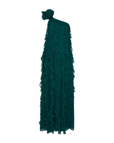 PATBO, Rosette One Shoulder Gown, 4, Galapagos