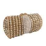 Load image into Gallery viewer, Boutique De FGG Sparkly Gold Crystal Clutch Purse for Women Evening Bags with Spikes Wedding Party Rhinestone Clutch Handbag,Mini
