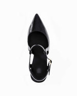 Load image into Gallery viewer, Coutgo Womens High Heels Pointed Toe Ankle Strap Pumps Patent Leather Sexy Stiletto Office Wedding Dress Shoes, Black, Size 7

