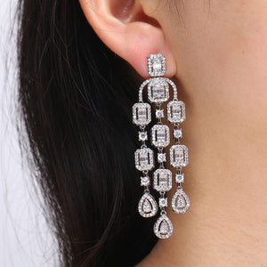 14K White Gold Moissanite Chandelier Earrings for Women,Dainty Moissanite Drop Earrings,Fashion Jewelry Gift For Mom,Girlfriend,Wife (Style 2, 14K Gold)