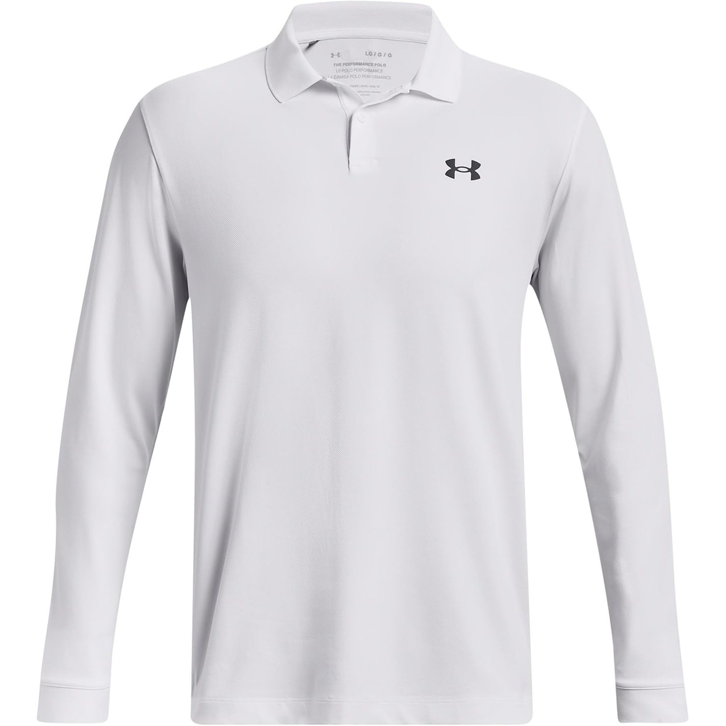 Under Armour Mens Performance Polo 3.0 Long Sleeve, (100) White / / Pitch Gray, X-Large