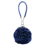 Load image into Gallery viewer, DEBIMY Rose Shaped Evening Bag Soft Satin Clutch Purse Floral Wristlet Handbag for Women Wedding Party Purse Royal Blue
