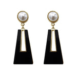 Load image into Gallery viewer, Black Dangle Earrings for Women Gold Sparkly Geometric Drop Statement Fashion Jewelry
