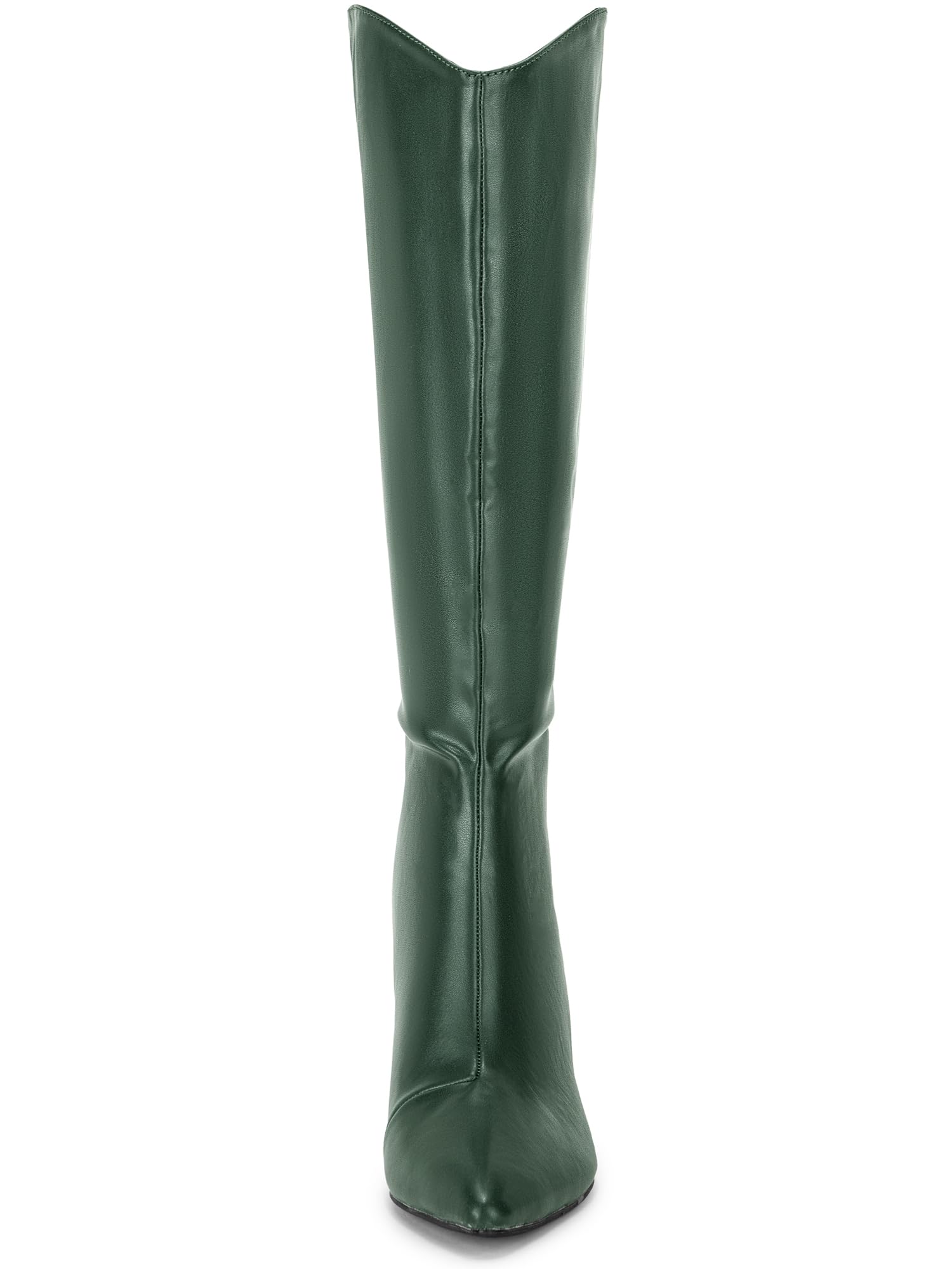 Allegra K Women's Pointed Toe Stiletto Heel Dark Green Knee High Boots 8 M US