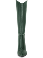 Load image into Gallery viewer, Allegra K Women&#39;s Pointed Toe Stiletto Heel Dark Green Knee High Boots 8 M US

