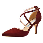 Load image into Gallery viewer, ELEGANTPARK HC2901 Burgundy Red Heels for Women Closed Toe High Heels for Women Dressy Strappy High Heel Pumps Evening Prom Wedding Dress Shoes US 9
