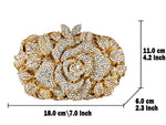 Load image into Gallery viewer, Boutique De FGG Flower Evening Bags for Women Wedding Handbags Crystal Clutch Purse Prom Rose Rhinestone Clutch Purses,Mini,Silver
