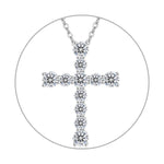 Load image into Gallery viewer, KRKC&amp;CO Moissanite Cross Necklaces for Women: Petite 1.4ct D-Color VVS1, 925 Sterling Silver, Dainty Hypoallergenic Pave-Set Cross Pendant Chain, Gift for Birthday Anniversary, Luxurious Gift Box
