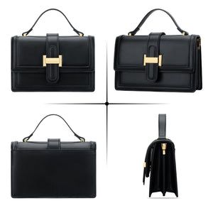 KKXIU Black Designer Crossbody Bags - Purses for Women Vegan Leather Purses and Handbags Shoulder Top Handle Bag