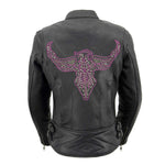 Load image into Gallery viewer, Milwaukee Leather MLL2570 Women's 'Phoenix Embroidered' Black and Purple Motorcycle Leather Jacket - X-Large
