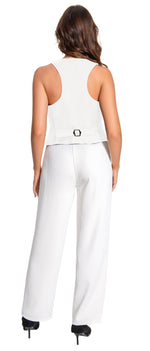 Load image into Gallery viewer, V VOCNI Suit Vest for Women Waistcoat Vest Vintage Steampunk Dressy Casual Racerback Vests Jacket White Medium
