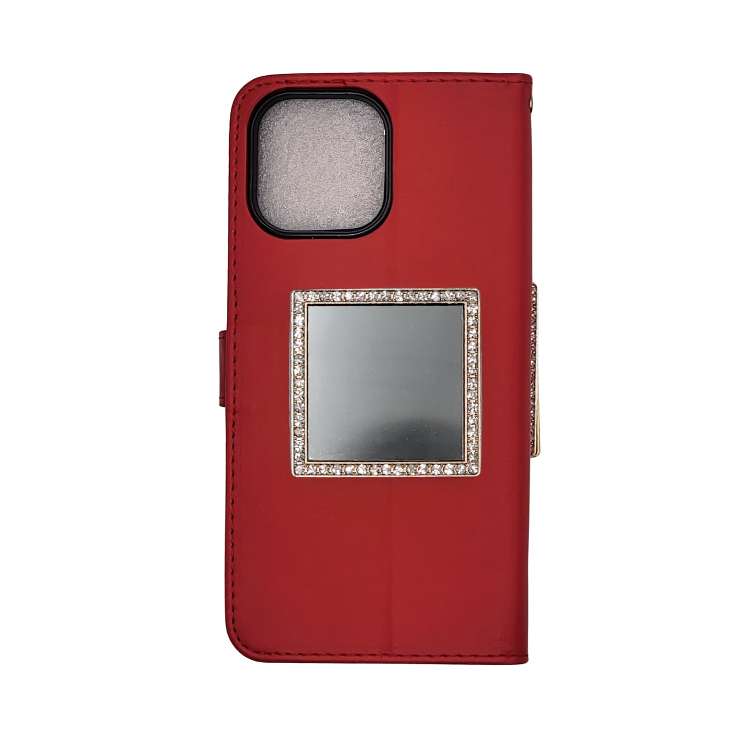 Wireless City Diamond Bling Makeup Mirror for Phone Case - Rose Gold, Stick-On Vanity Mirror with Cubic Zirconia Stones, Universal Fit, Perfect for Selfies and Makeup Touch-Ups