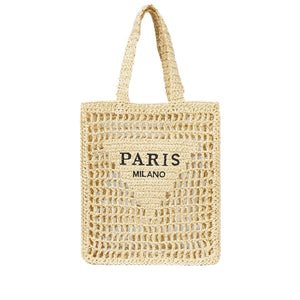 ABHONOR Hollow Crochet Woven Handbag Straw Woven Bag Straw Mesh Tote Bag For Women Woven Beach Shoulder Bag Pool Beach Bags (Beige)