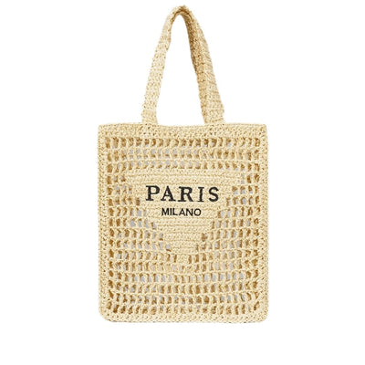 ABHONOR Hollow Crochet Woven Handbag Straw Woven Bag Straw Mesh Tote Bag For Women Woven Beach Shoulder Bag Pool Beach Bags (Beige)