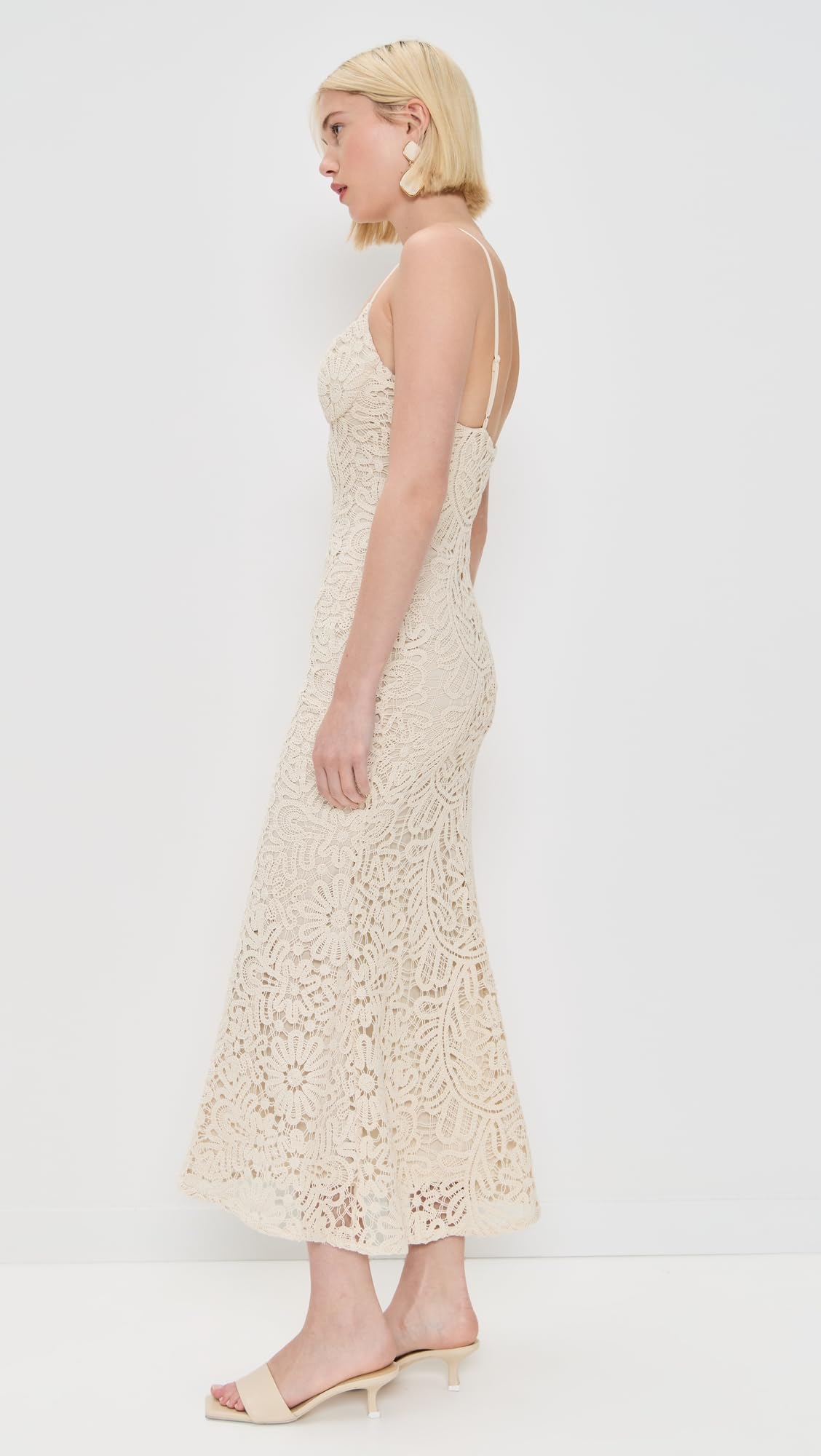 Bardot Women's Adoni Crochet Midi Dress, Light Beige, Off White, 2