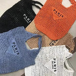 Load image into Gallery viewer, POOOPSSD New Woven Bag, Straw Mesh Tote Bag, Beach, Shoulder Bag, Hobo Women, Foldable Large Capacity, for Holiday, Picnic and Party. (Khaki)
