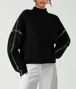 Load image into Gallery viewer, PRETTYGARDEN Women&#39;s Chunky Knit Winter Sweaters Casual Long Sleeve Mock Neck Oversized Loose Pullover Sweater Tops (Black,Medium)
