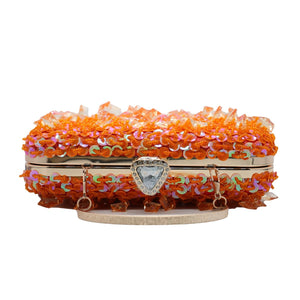 RomanticDesign Women Bling Evening Bag Fashion Embroidered Beaded Sequin Clutch Cocktail Wedding Party Purse, Orange