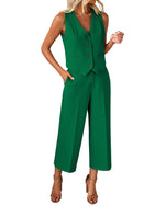 Load image into Gallery viewer, Luvamia Two-Piece Summer Set for Women - Green Medium Fits Size 8 / Size 10 - Perfect for Office, Brunch or Casual Wear
