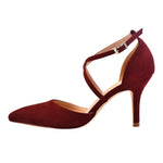 Load image into Gallery viewer, ELEGANTPARK HC2901 Burgundy Red Heels for Women Closed Toe High Heels for Women Dressy Strappy High Heel Pumps Evening Prom Wedding Dress Shoes US 9
