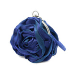 Load image into Gallery viewer, DEBIMY Rose Shaped Evening Bag Soft Satin Clutch Purse Floral Wristlet Handbag for Women Wedding Party Purse Royal Blue
