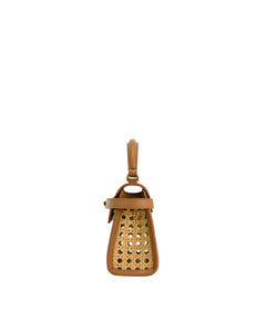 JW PEI Women's Elise Top Handle Bag - Brown Faux Bamboo Woven