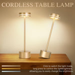Load image into Gallery viewer, 2 Pack Cordless Table Lamp Rechargeable, 3 Way Dimmable Touch Lamp &amp; 5000mAh Long Battery Time, Portable Small Metal Light for Reading/Office/Bedroom/Dining/Nightstand/Desk, Gift for Home Décor – Gold
