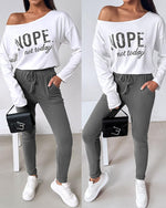Load image into Gallery viewer, CHICME Women Casual Matching Sets Long Sleeve Pullover Tops and Pants Set Tracksuit Travel Outfits Gray-L
