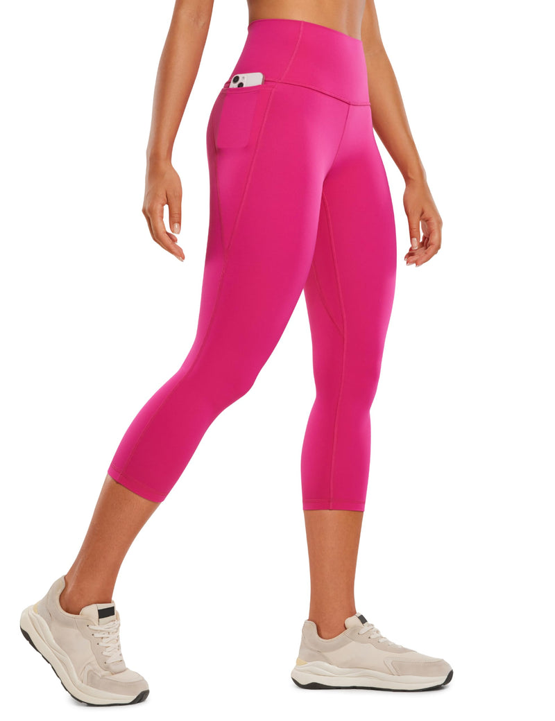 CRZ YOGA Womens Butterluxe Workout Capri Leggings with Pockets 21 Inches - High Waisted Gym Athletic Crop Yoga Granita Pink XX-Small